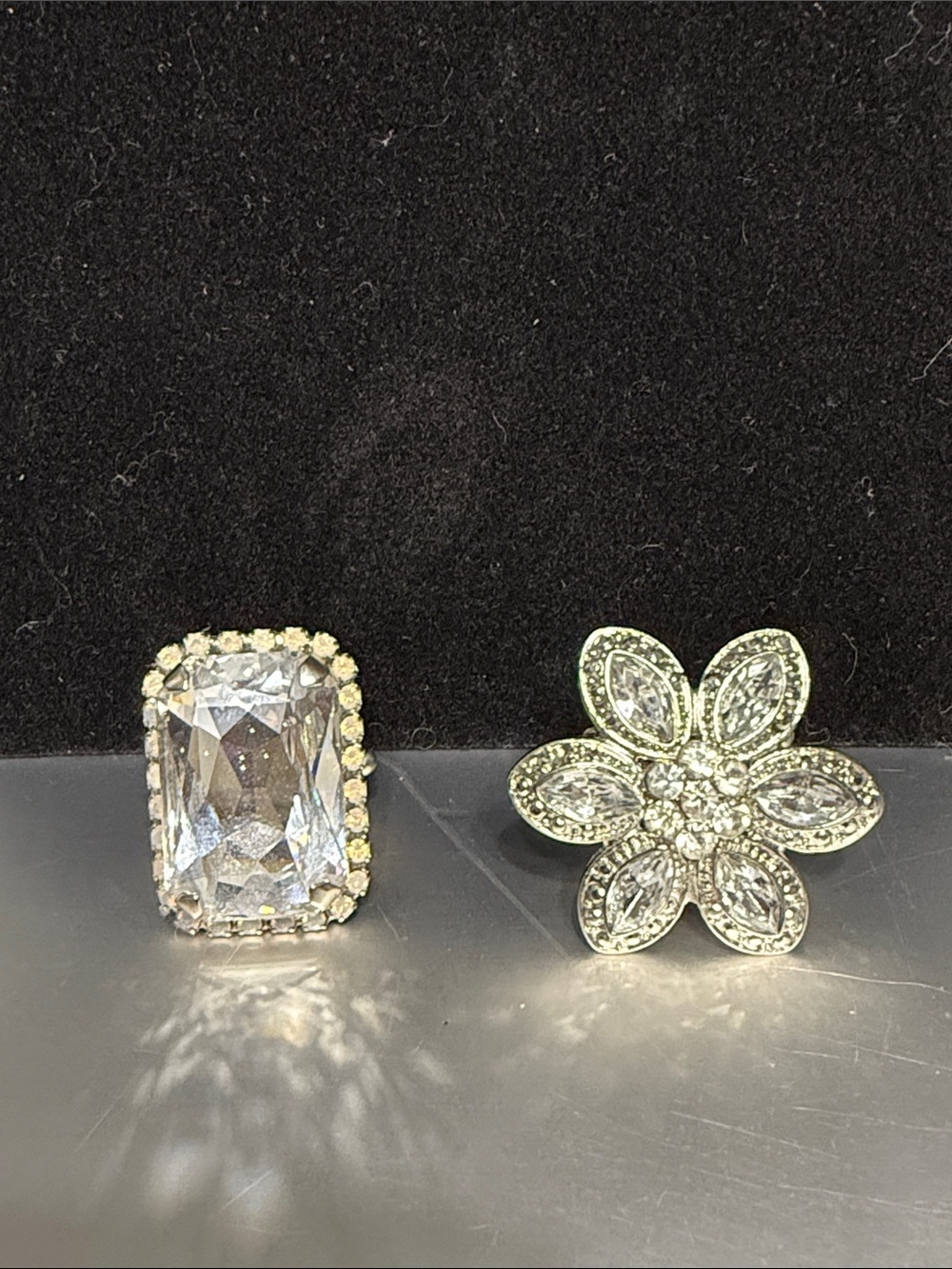 Rectangular and Floral Cocktail Rings